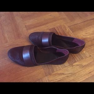 Vince Burgundy Mason Calf Hair Flats